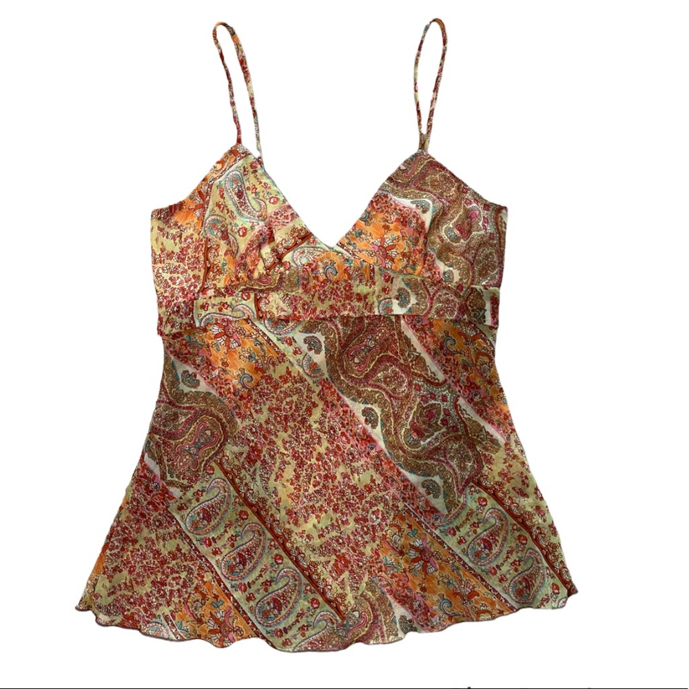 Y2k fairy indie orange and red paisley floral cami